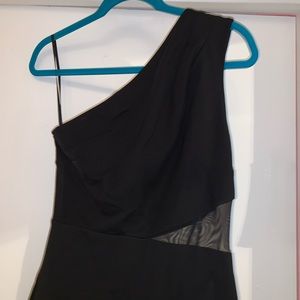 Black one shoulder dress with mesh on the side